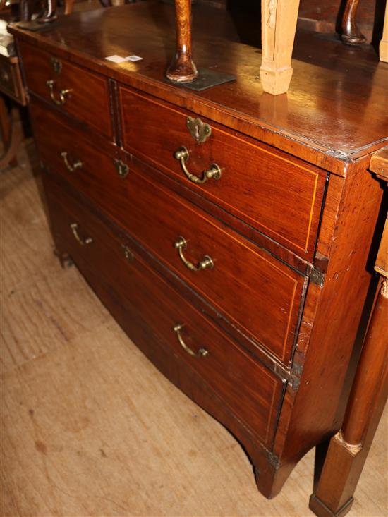 Late George III inlaid mahog chest of drawers A/F(-)